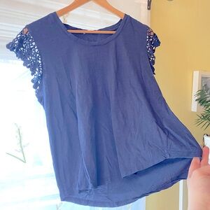 C&C California | Blue Lace Sleeve Top